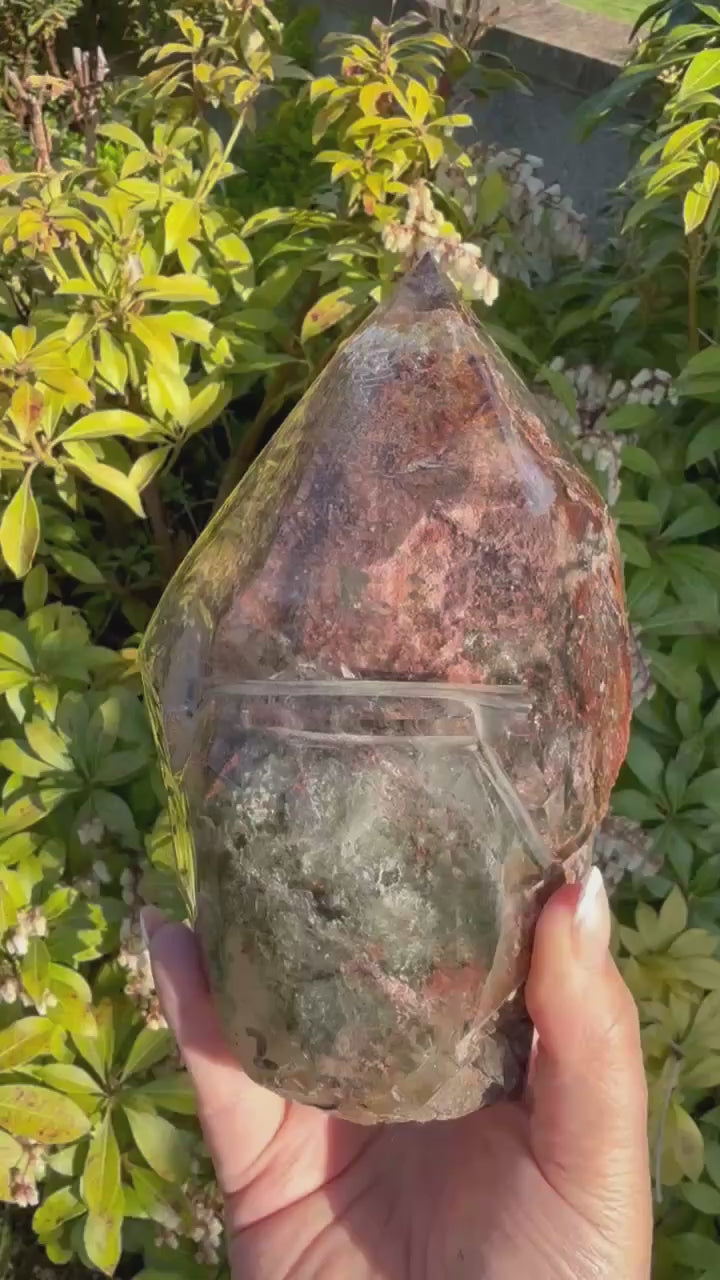 Incredible Garden Quartz Lodolite Point Specimen with Stand