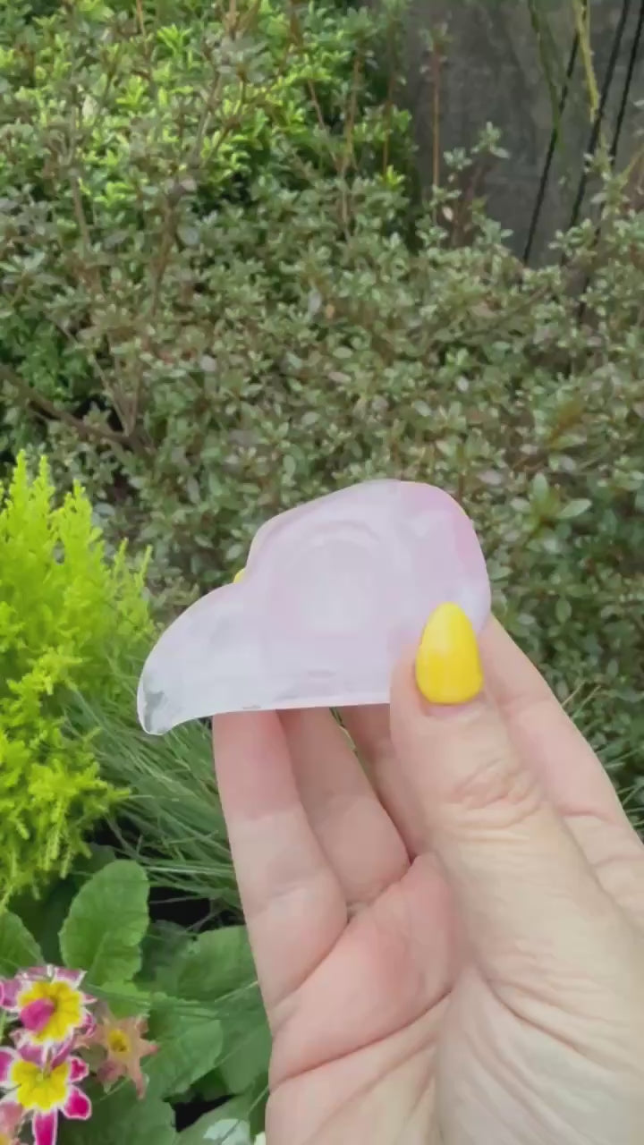 Rose Quartz Raven Skull Carving