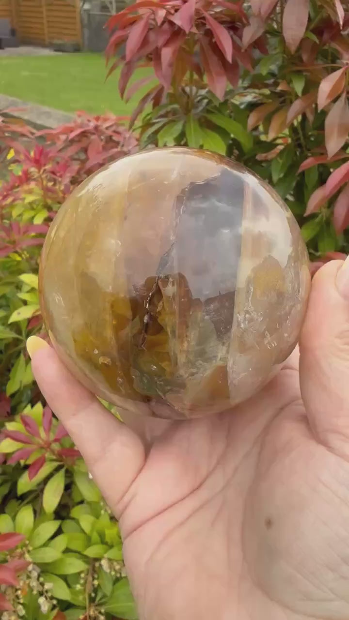 Large Golden Healer and Fire Quartz Sphere 8cm