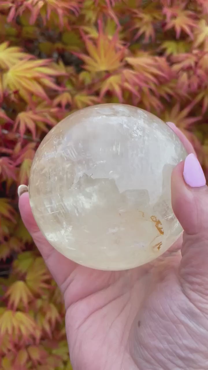 Light Honey Calcite Sphere with Rainbows Sphere
