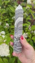 Load and play video in Gallery viewer, Large Unusual Banded Calcite Tower Carving
