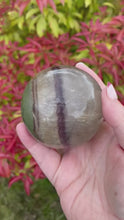 Load and play video in Gallery viewer, Smoky Fluorite with Pyrite and Mica Sphere
