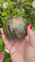 Load and play video in Gallery viewer, Large Blue Tigers Eye Sphere 7.4cm dia
