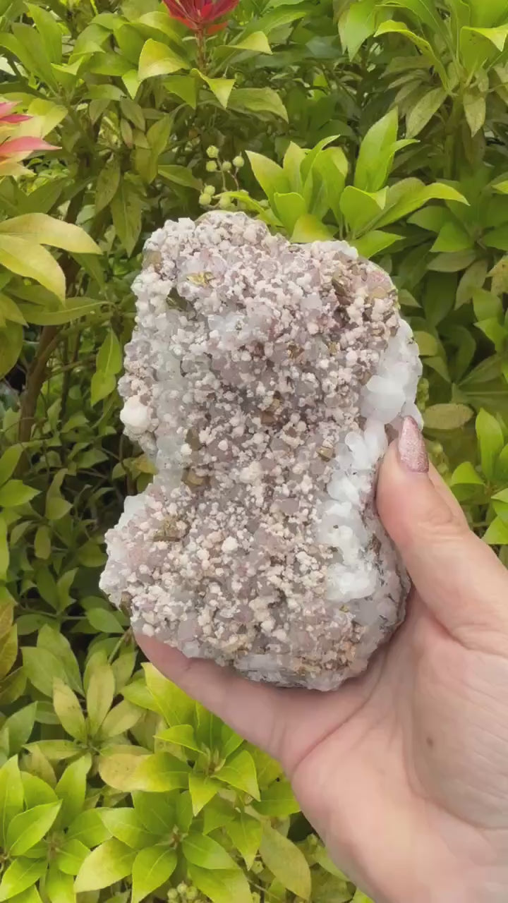 Quartz Specimen with Hematite Inclusions with Calcite and Chalcopyrite