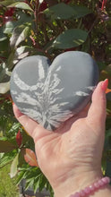 Load and play video in Gallery viewer, Unusual Chrysanthemum Stone Heart Carving with Stand
