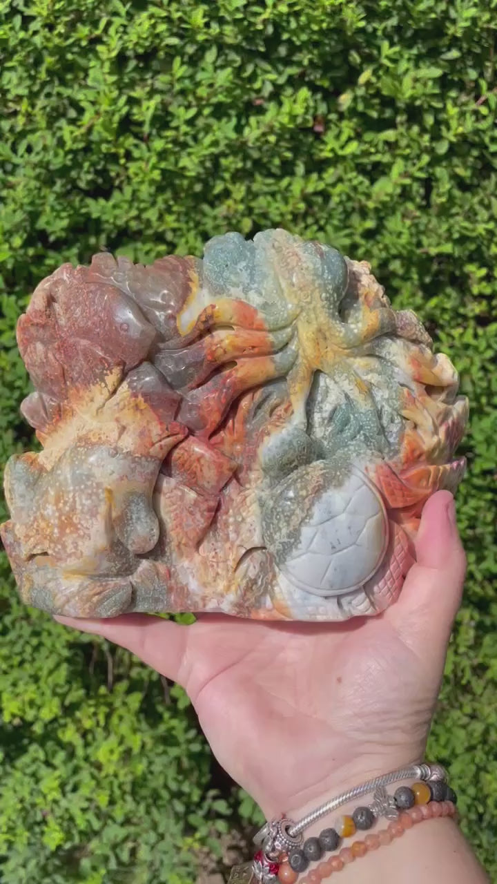Ocean Jasper Sea Scene Carving