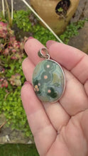 Load and play video in Gallery viewer, Orbicular Ocean Jasper Silver Pendant
