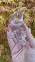 Load and play video in Gallery viewer, Clear Quartz Moon Face in Stand
