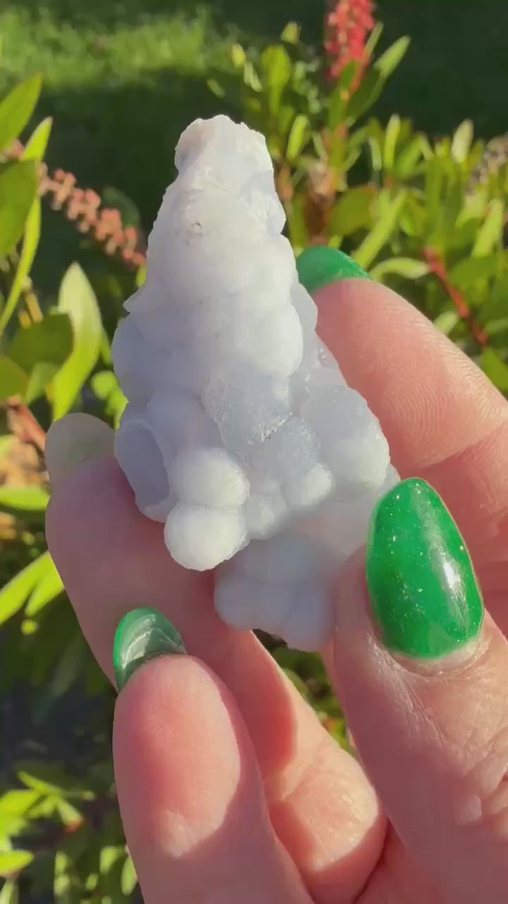 Rare Druzy Botryoidal Blue chalcedony Pseudomorph after Anhydrite