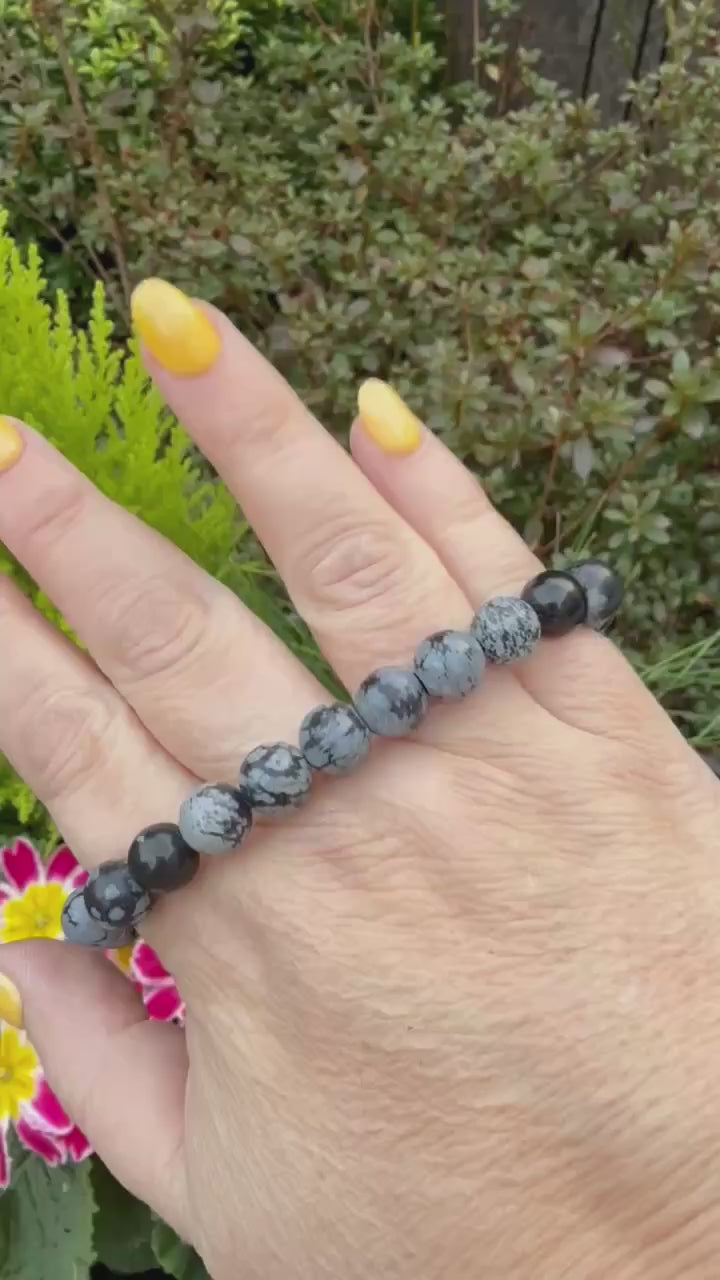 Snowflake Obsidian Bracelet 8mm Beads