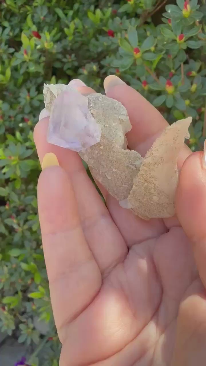 Yaogangxian Fluorite on Quartz Specimen with Calcite