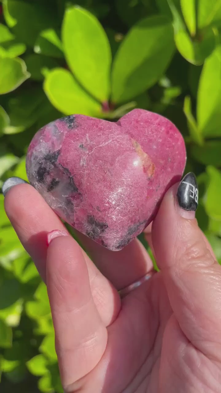 High Grade Rhodonite with Flash Heart Carving
