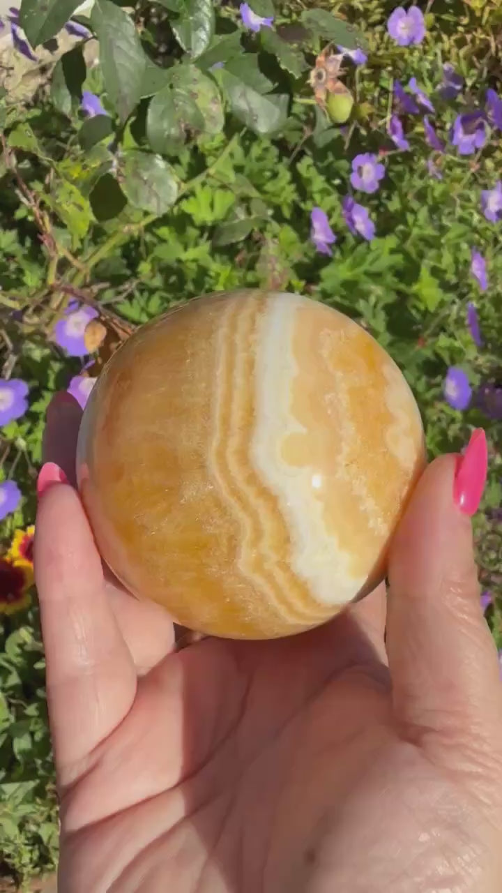 Orange Calcite Sphere 7.1cm Dia