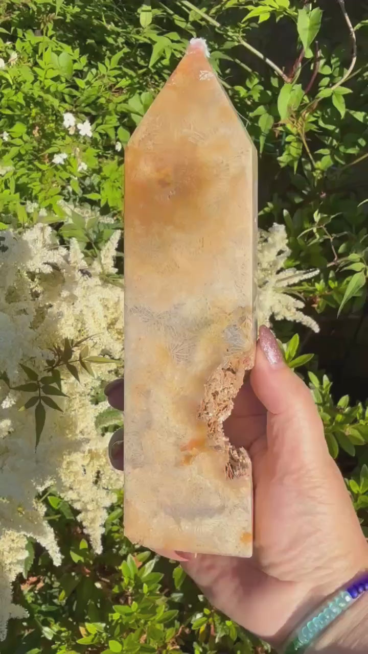 Large Fossilised Coral Tower Carving