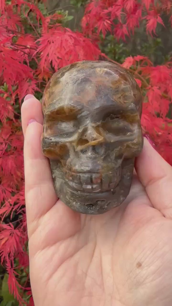 Fluorite and Agate Skull Carving