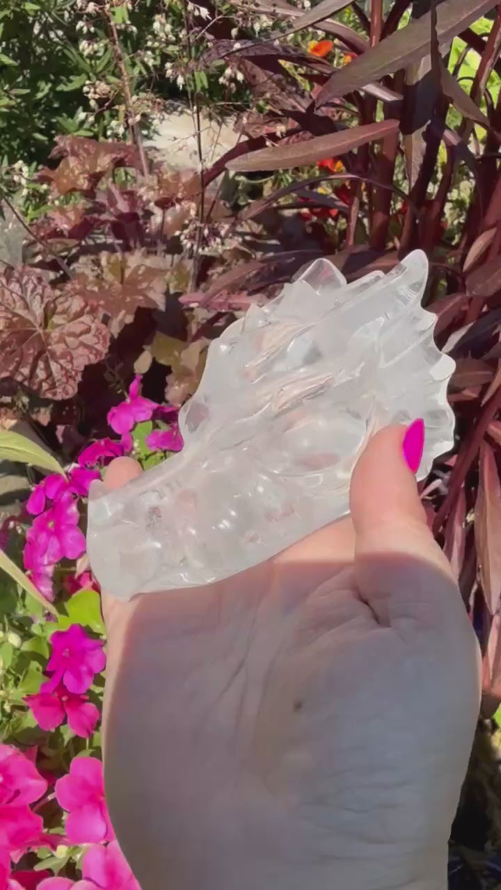 Clear Quartz Dragon Head Carving