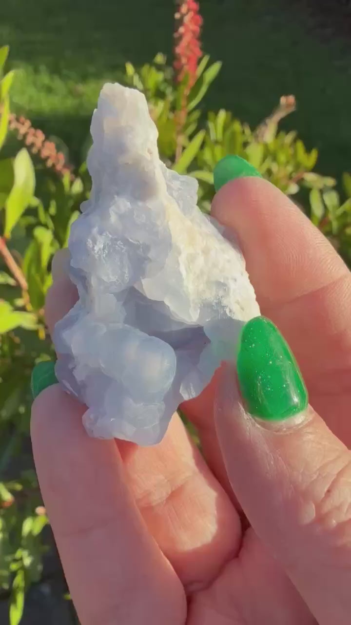 Rare Druzy Botryoidal Blue chalcedony Pseudomorph after Anhydrite