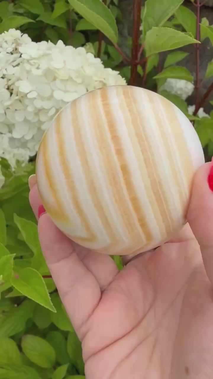 Orange Calcite Sphere 6.7cm dia