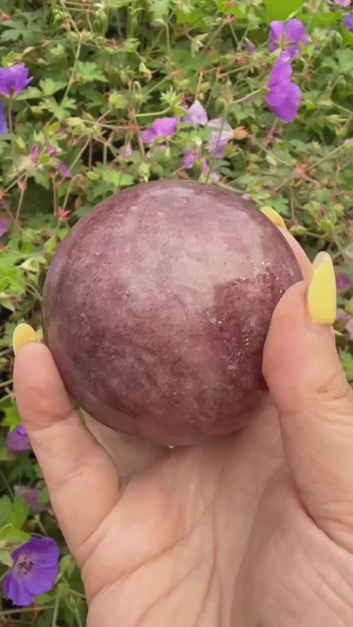 Sparkly Strawberry Quartz Sphere 6.8cm Dia