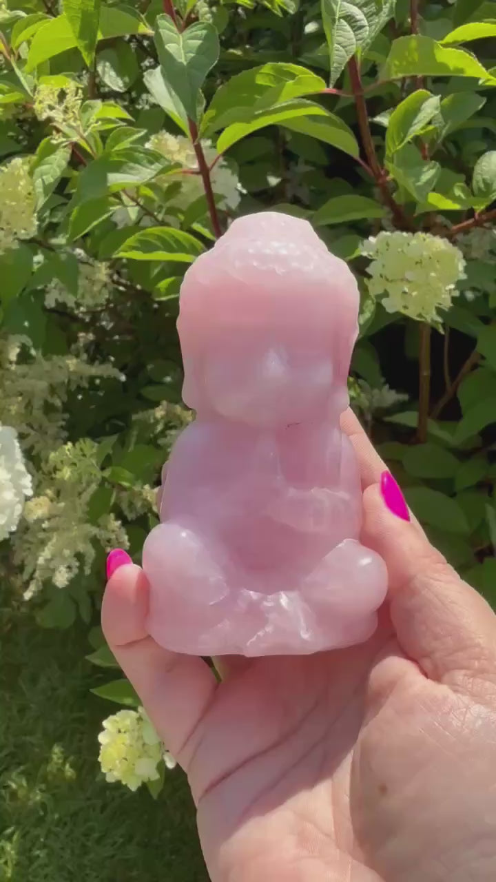 Large Rose Quartz Buddha Carving