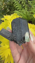 Load and play video in Gallery viewer, Rare Black Tourmaline with Aquamarine Specimen
