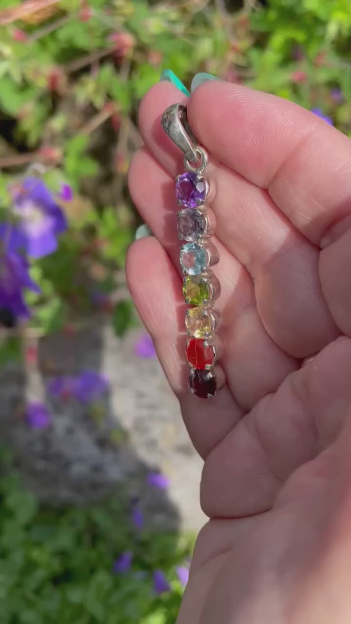 925 Sterling Silver Faceted Chakra Pendant