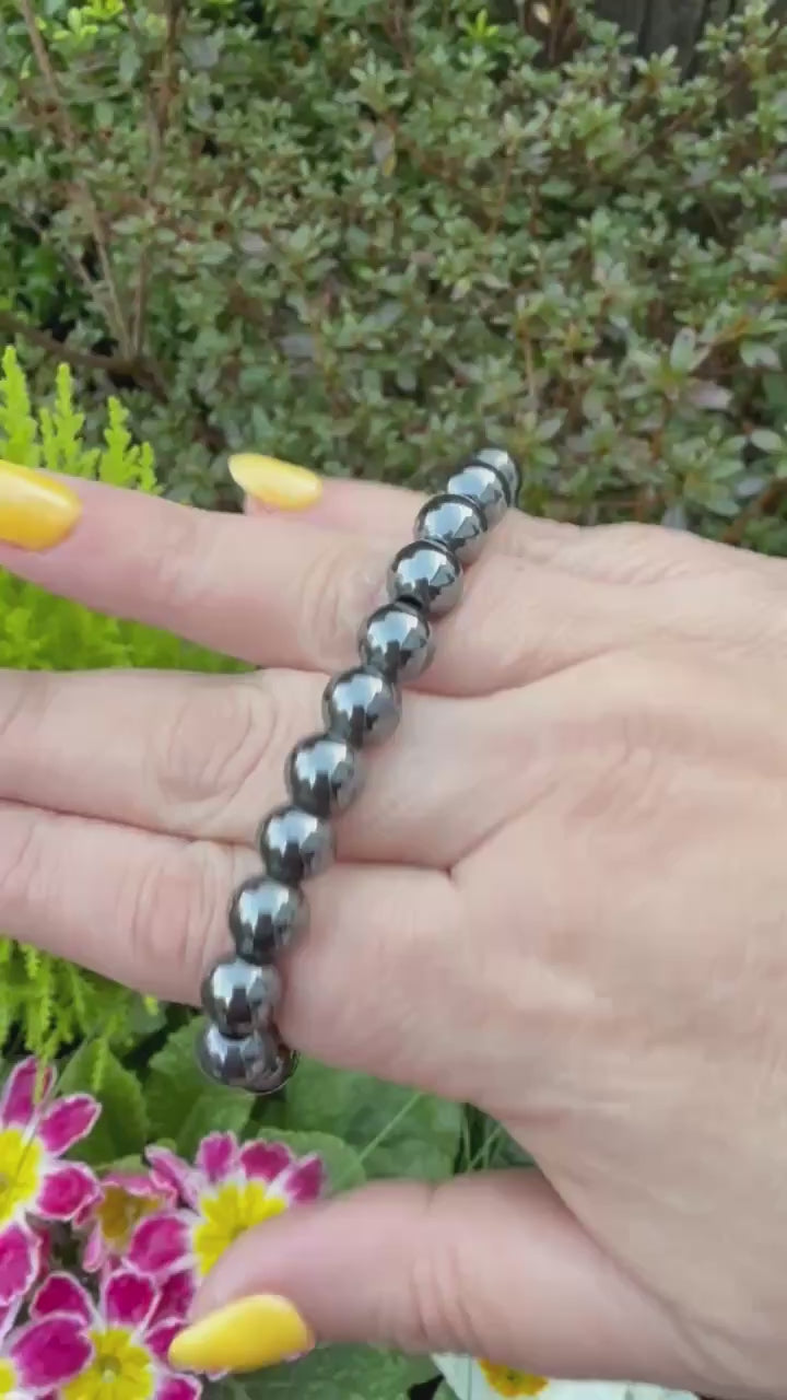 Hematite Bead Bracelet 8mm Beads