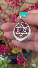 Load and play video in Gallery viewer, 925 Sterling Silver 6 Point Star Moon Crescent Pendant with Amethyst
