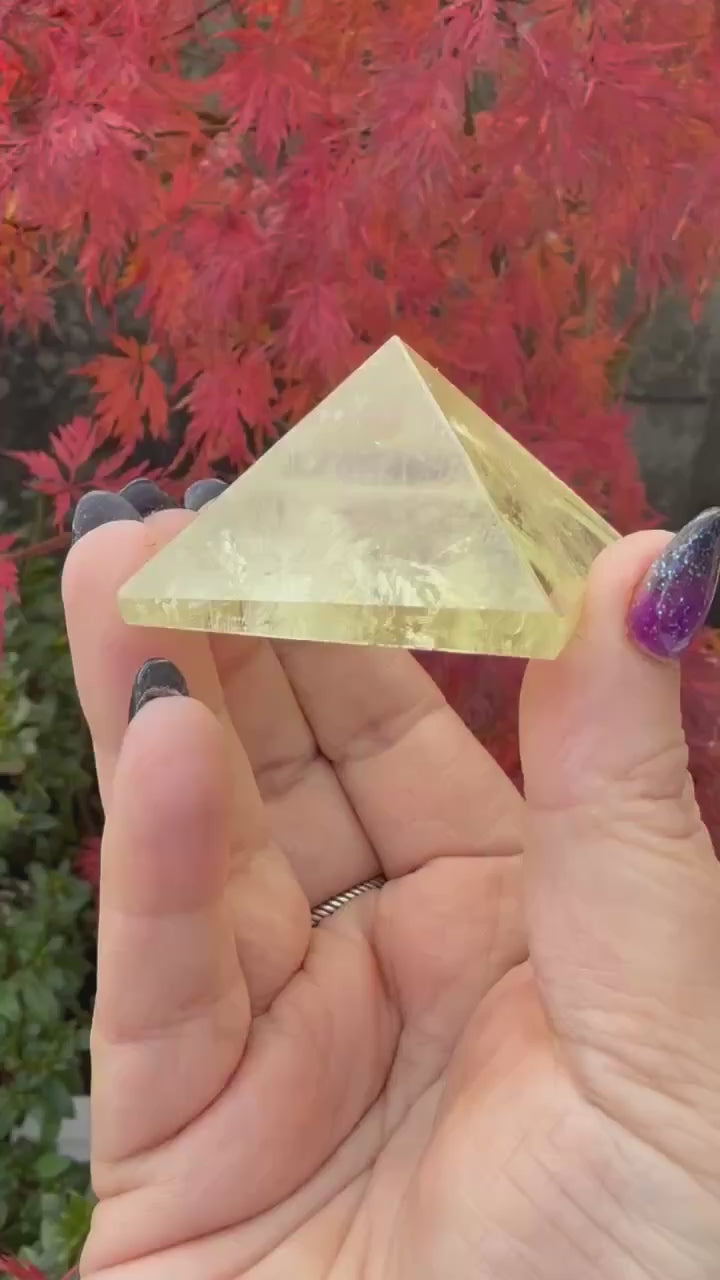 Citrine Pyramid Sacred Geometry Carving