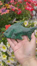 Load and play video in Gallery viewer, Large Freestanding Malachite Fish Carving
