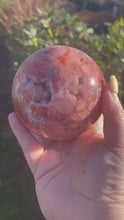 Load and play video in Gallery viewer, Large Pink Agate and Chalcedony Sphere with Druzy
