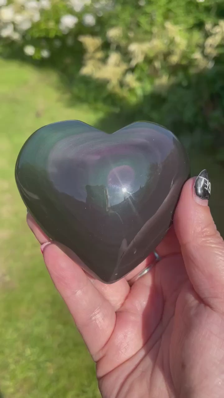 Rainbow Obsidian Polished Heart Carving