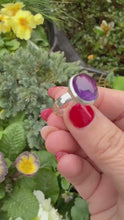 Load and play video in Gallery viewer, Silver Amethyst Ring Size P (7.75)
