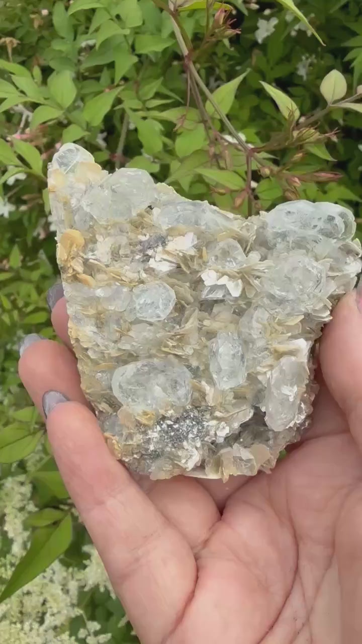 Clear Goshenite Beryl and Mica Specimen from Xuebaoding
