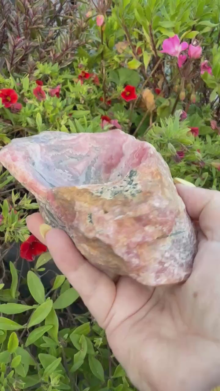 Large Rhodochrosite Bowl Trinket Dish Carving