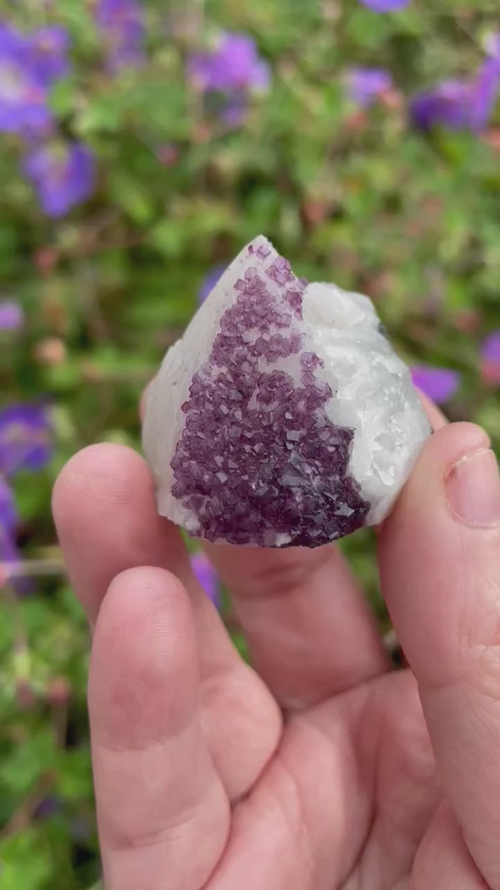 Purple Fluorite Cubes on Candle Quartz Specimen