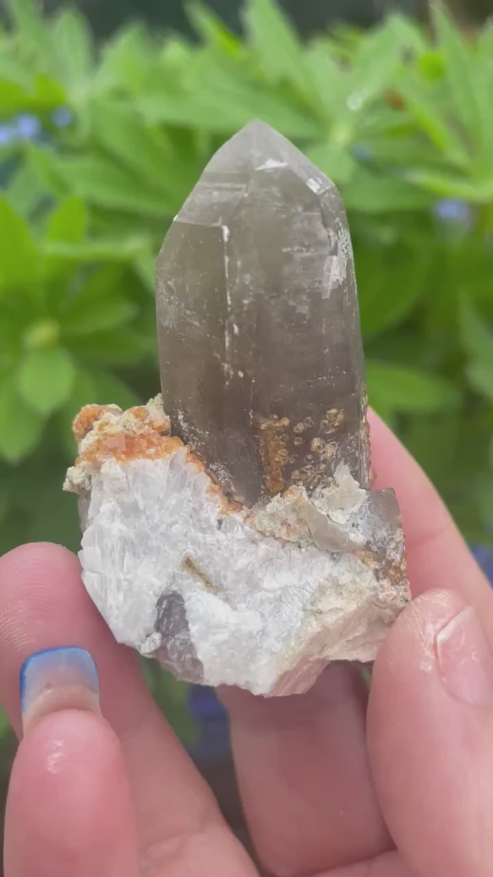 Smoky Quartz and Garnet Specimen