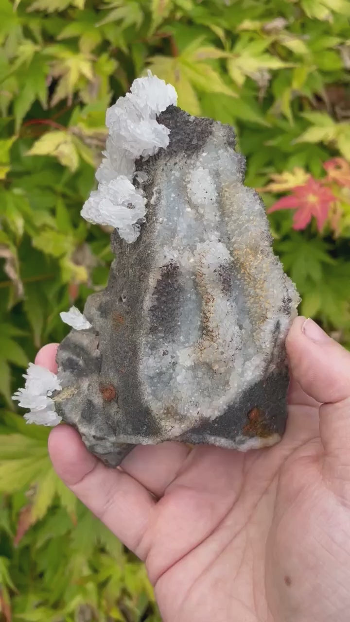 White Calcite and Druzy Quartz Specimen