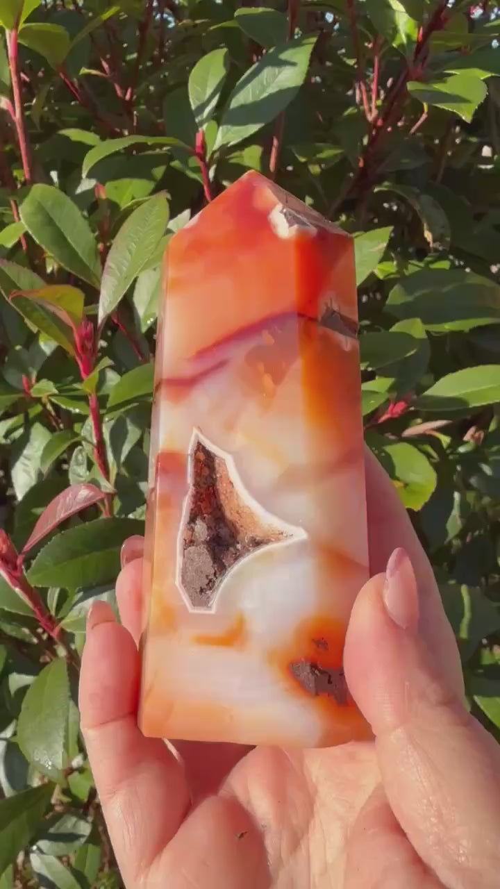 Carnelian Tower with Druzy
