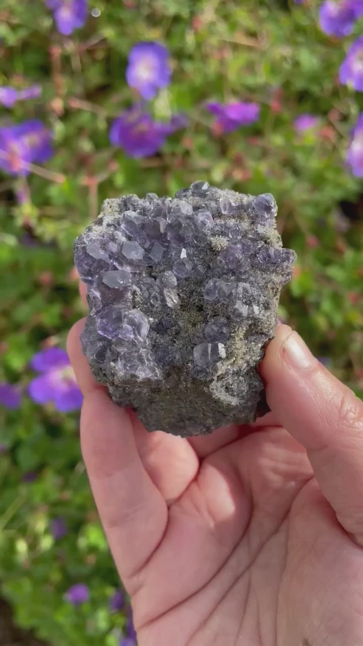 Purple Fluorite and Quartz Specimen