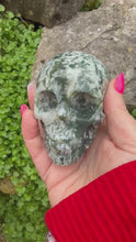 Load and play video in Gallery viewer, Moss Agate Skull Carving
