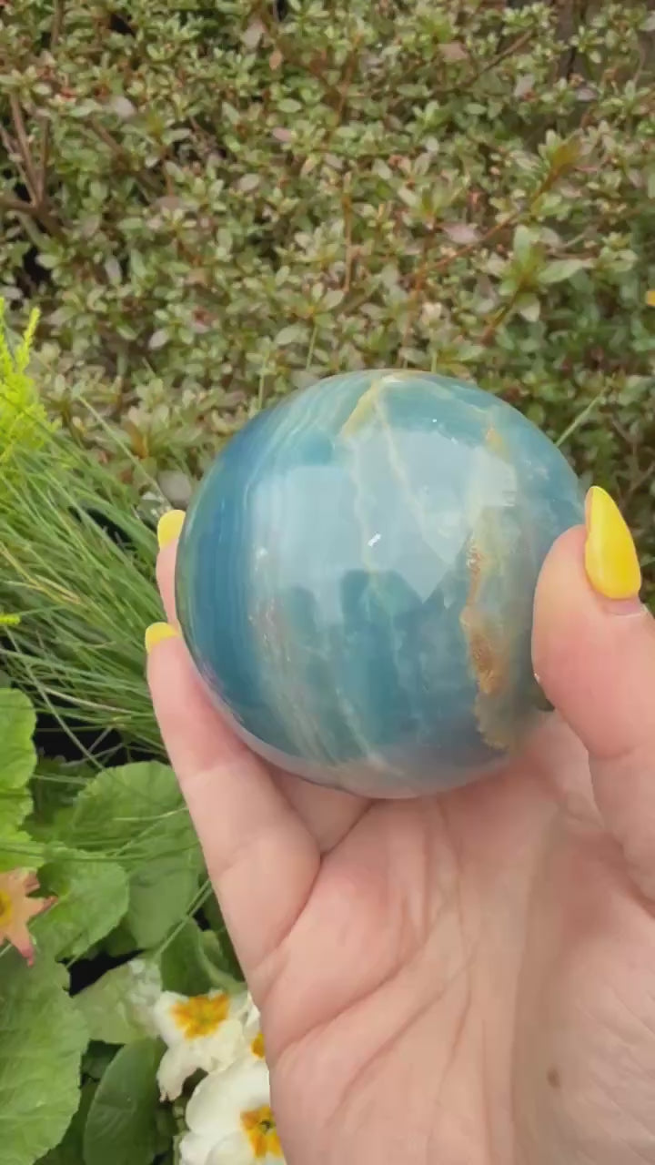 High Quality Blue Onyx Sphere Aquatine Lemurian