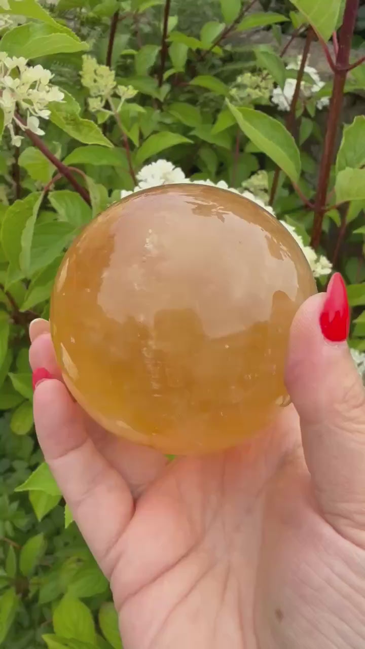 Honey Calcite Sphere 7.2cm dia