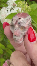 Load and play video in Gallery viewer, Rhodochrosite Skull Carving
