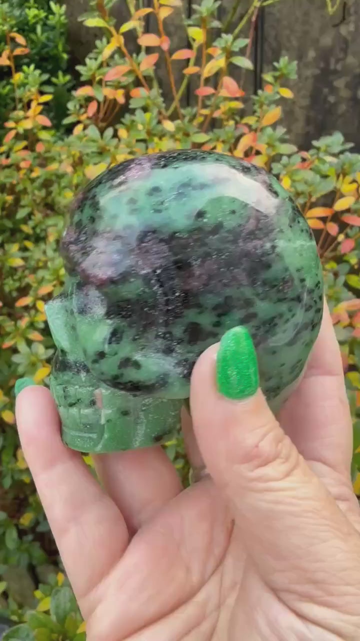 Ruby in Zoisite Skull Carving