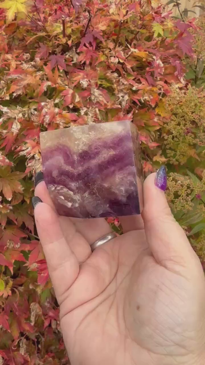 High Quality Pink Fluorite Floating Cube