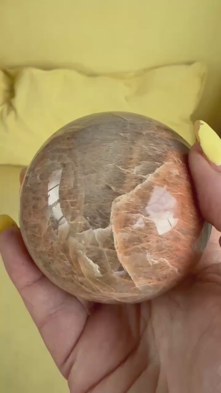 Peach Moonstone Sphere with Sheen 6.5cm Dia