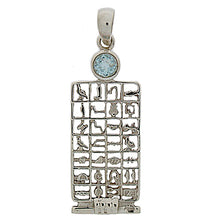 Load image into Gallery viewer, 925 Sterling Silver Egyptian Hieroglyphs with Blue Topaz Pendant
