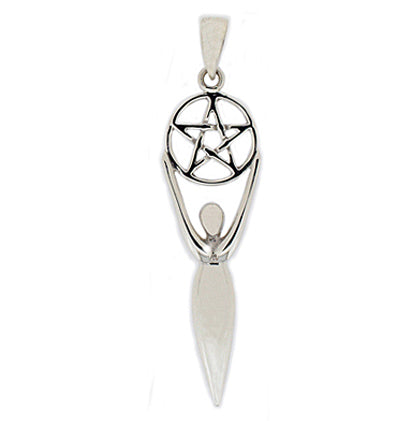 925 Sterling Silver Pentagram and Goddess Pendant