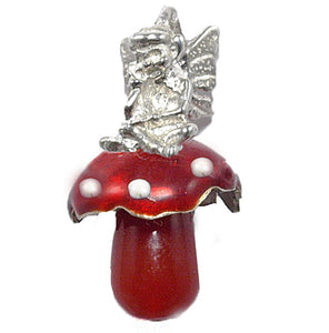 925 Sterling Silver Pixie Pendant on a Carnelian Toadstool